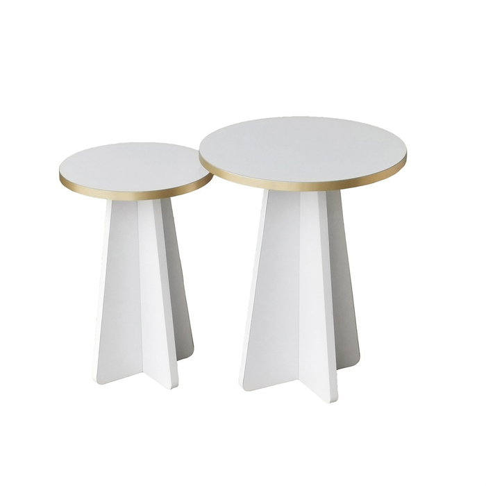 Hanah Home Mushroom 2 - Juego de mesas de centro, Dorado y Blanco Hanah Home Mushroom 2 - Juego de mesas de centro, Dorado y Blanco
